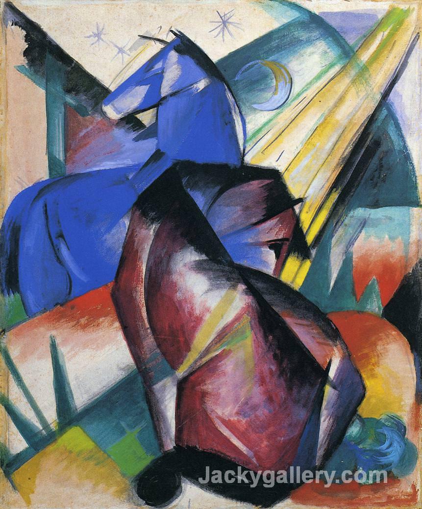Two Horses Red and Blue by Franz Marc paintings reproduction